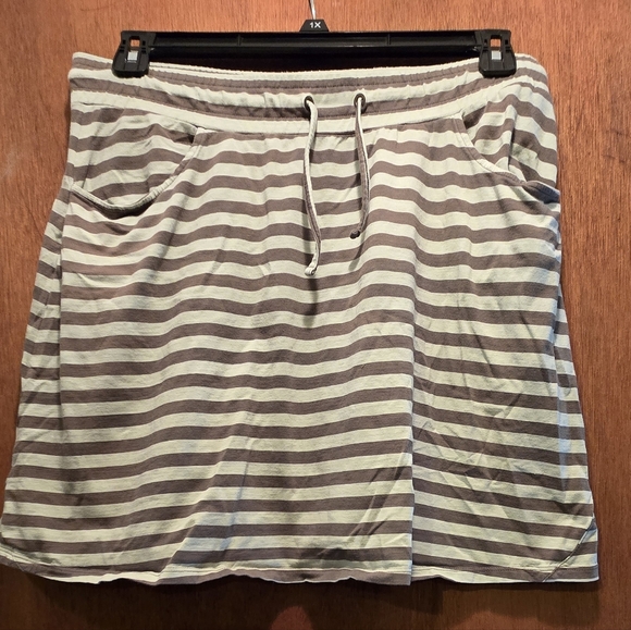 Toad&Co Green Striped Midi Skirt SzL - Picture 2 of 8